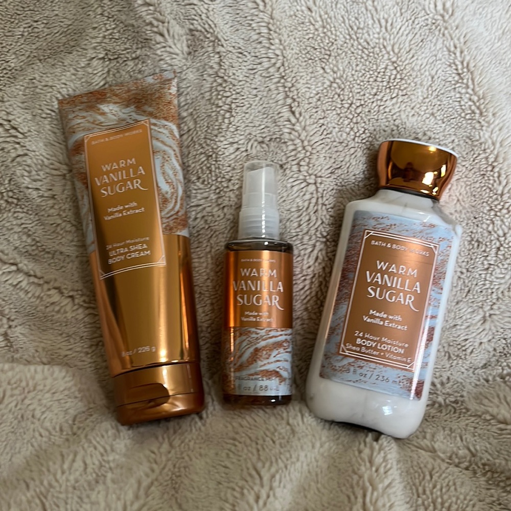 NEW Bath & Body Works Warm Vanilla Sugar 3 piece set.